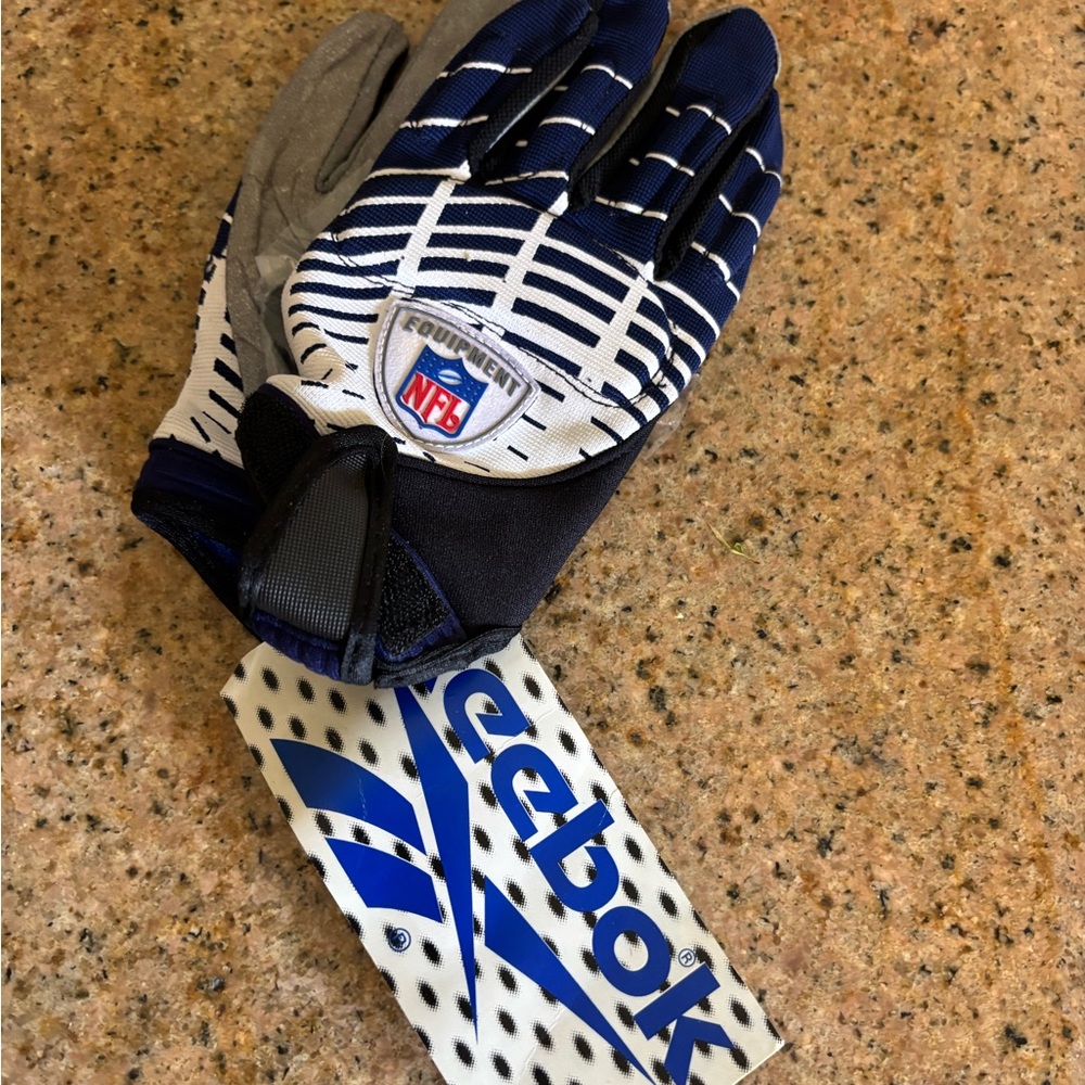 Reebok NFL Equipment Blue and White Football Gloves